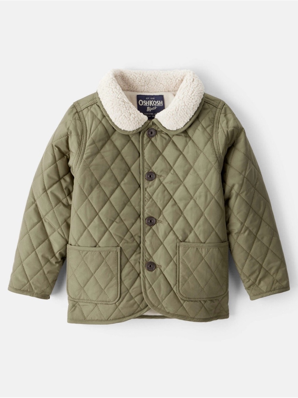 OshKosh B'gosh Olive Quilted Jacket with Cream Sherpa Collar